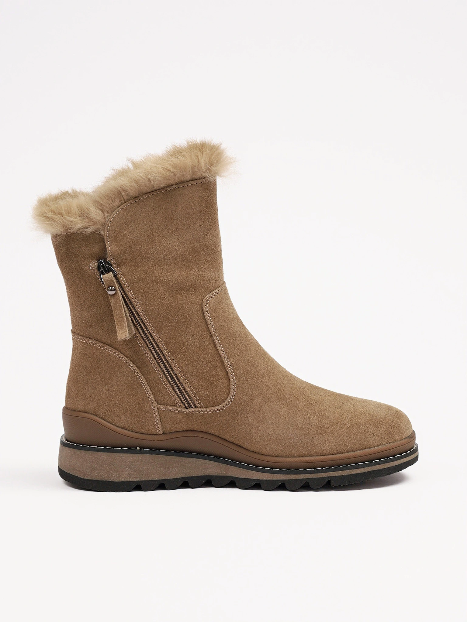 Ботинки бежевого цвета с двумя боковыми молниями